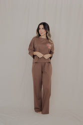 Conjunto Karoi Chocolate + pantalón+camisa manga larga