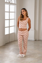 Pijama crop corazón rosa
