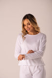 Conjunto de pijama femenina Soft blanco en polialgodón texturizado – diseño elegante y cómodo