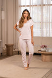 Pijama Amaranda moños Rosa pastel- Pantalón+ Camiseta