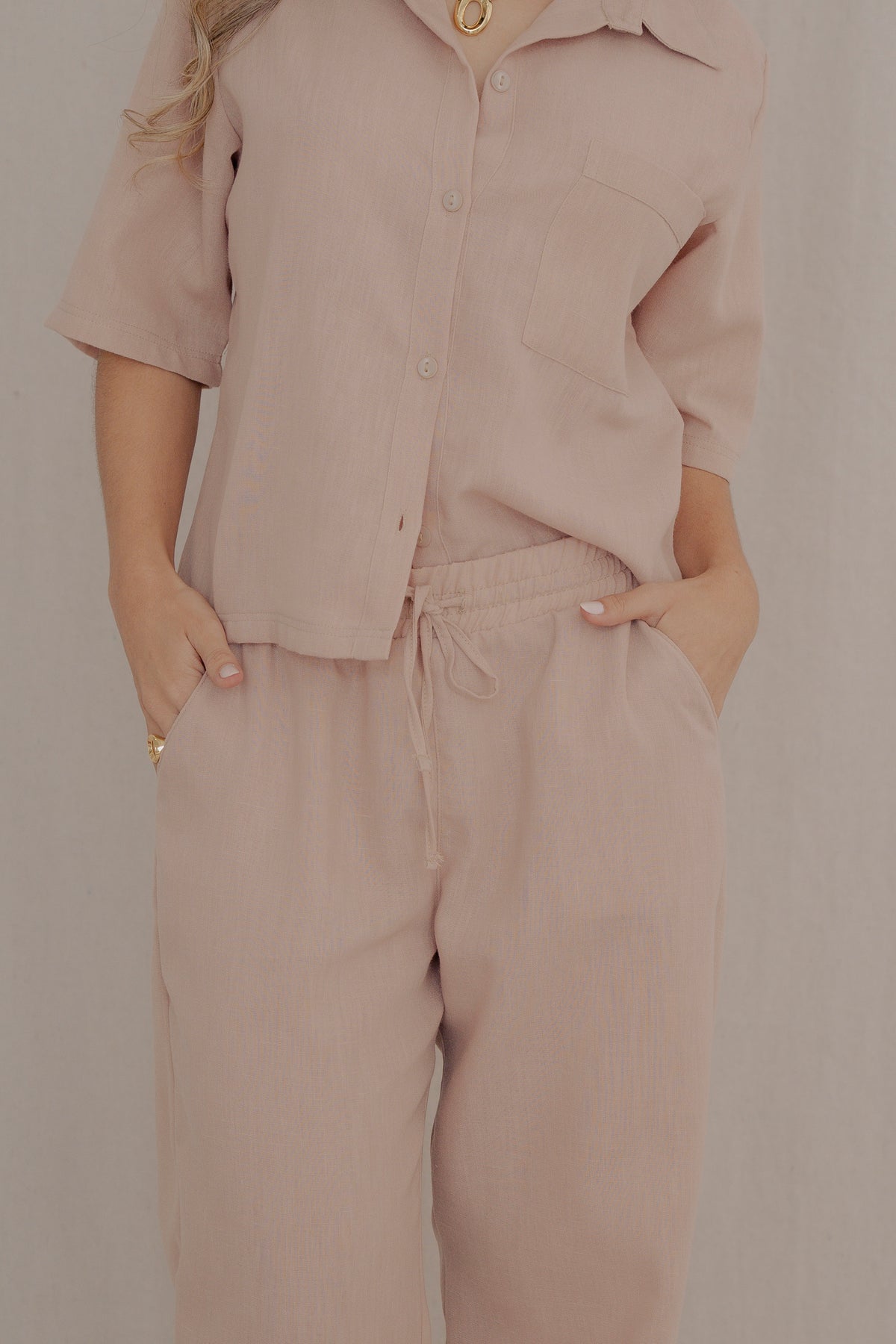 Conjunto Filipina Beige- pantalón+camisa manga larga