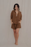 Conjunto Ivy Chocolate+ pantalón+camisa manga larga