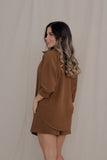 Conjunto Ivy Chocolate+ pantalón+camisa manga larga
