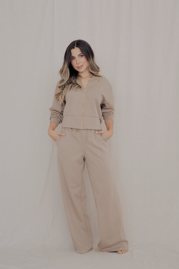 Conjunto Renacer Beige - Jogger + zipper hoddie