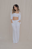 Conjunto Rosé Blanco+ pantalón+camisa manga larga