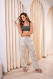 Conjunto Coral-croptop - pantalón