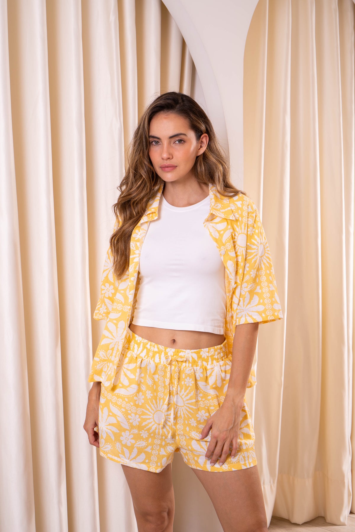 Conjunto Ivy-lino-camisa-short-estampado