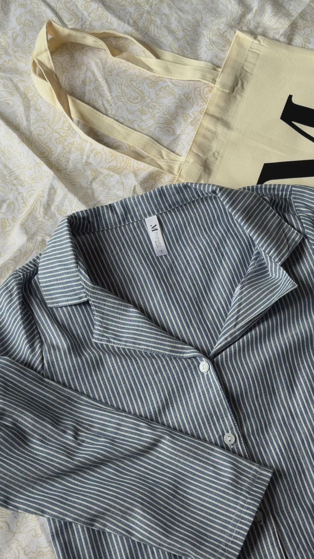 pijama fresca de algodón, camisa rayada y short cómodo.